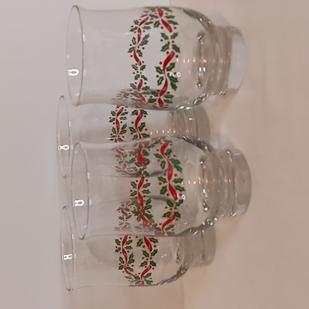 Libbey 4 Piece Holly Berry Tumbler Glasses